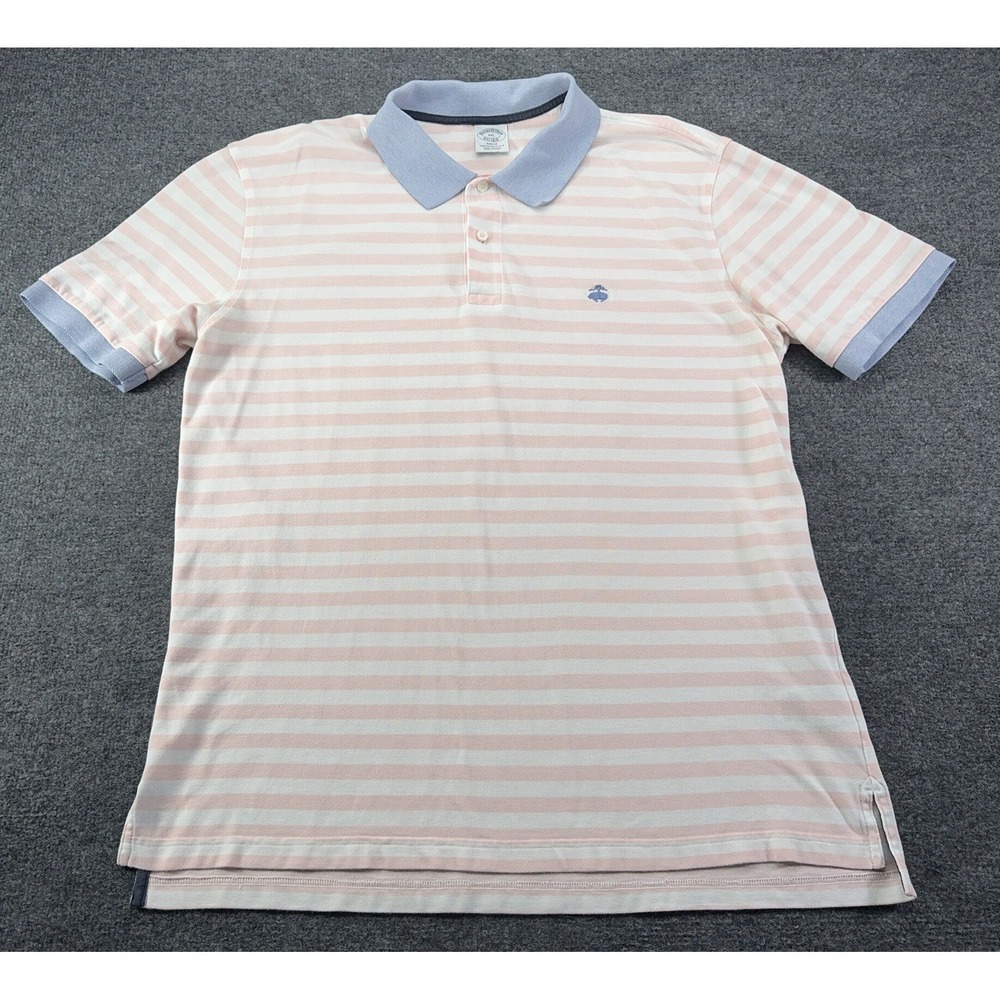 Brooks Brothers 1818 Polo Slim Fit XXL Pink‎ White Stripe Preppy *